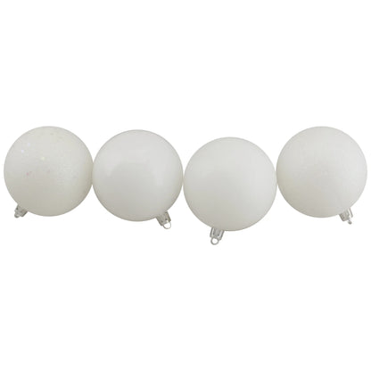 32Ct Shatterproof 4-Finish Christmas Ball Ornament Set 3.25" - White