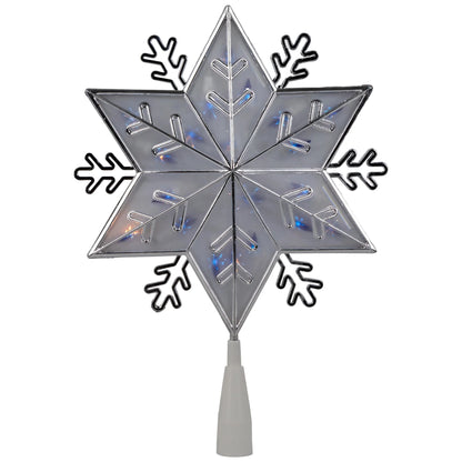 10" Silver Snowflake Lighted Christmas Tree Topper - Blue Lights