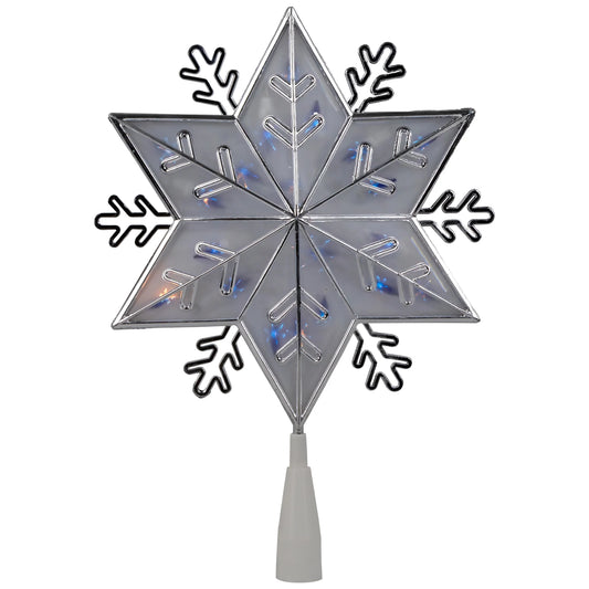 10" Silver Snowflake Lighted Christmas Tree Topper - Blue Lights