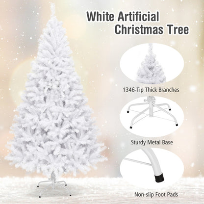 6/7.5/9 Feet White Christmas Tree with Metal Stand