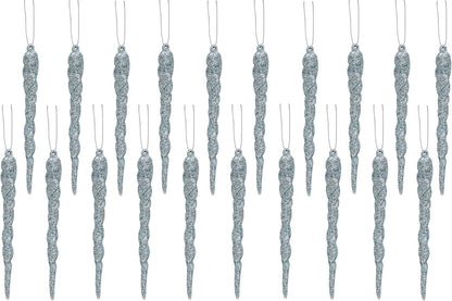 ® 12Cm Glitter Icicle Decorations - Luxury Christmas Tree Trims (Mint Green, Pack of 20)
