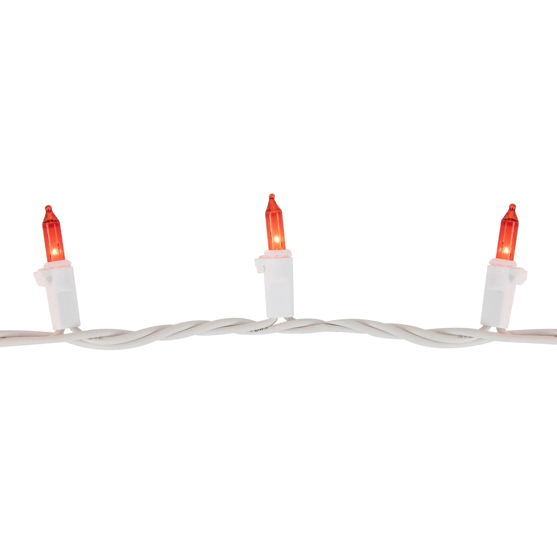 100-Count Orange Mini Christmas Lights Set, 20.25Ft White Wire