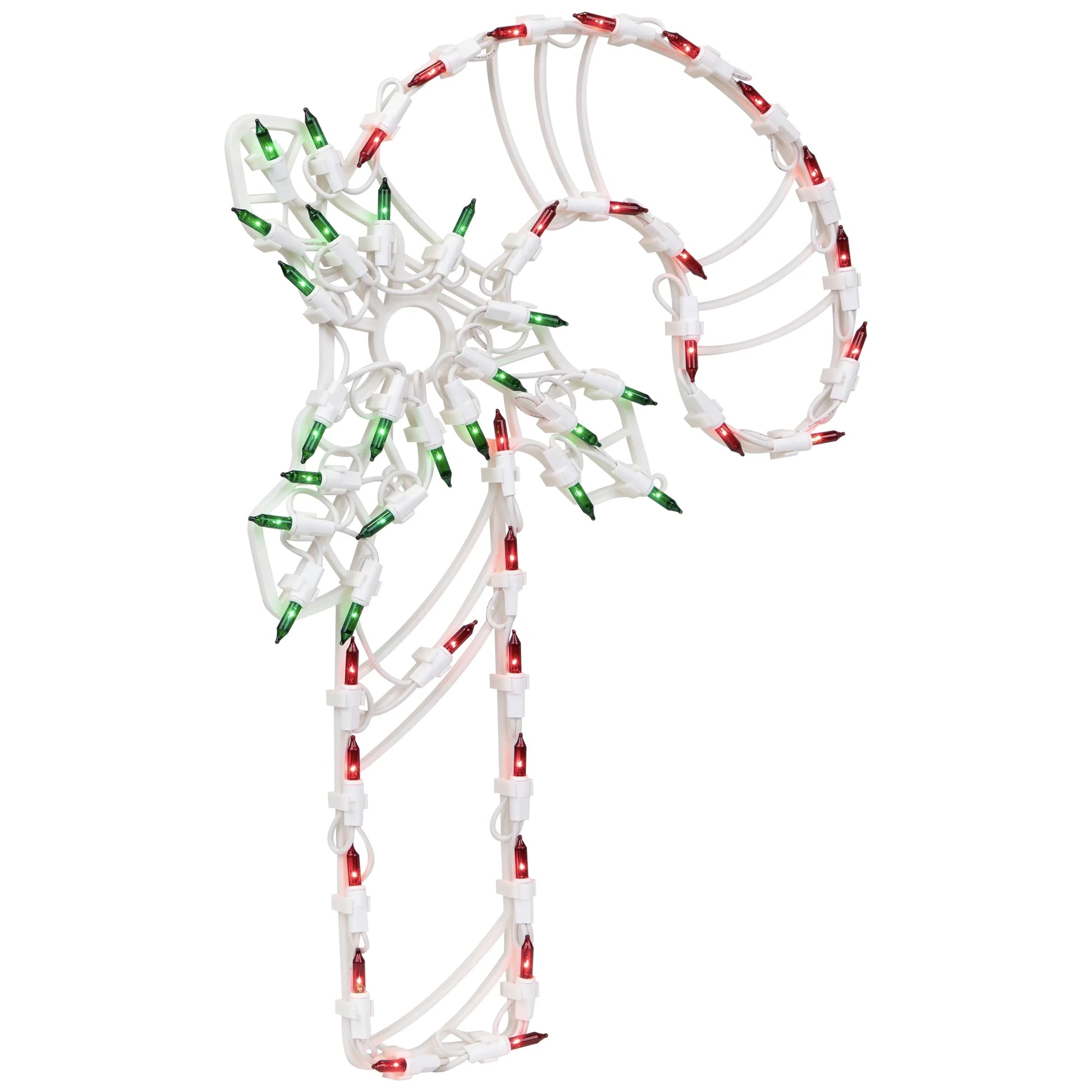 18" Lighted Candy Cane with Holly Christmas Window Silhouette Decoration
