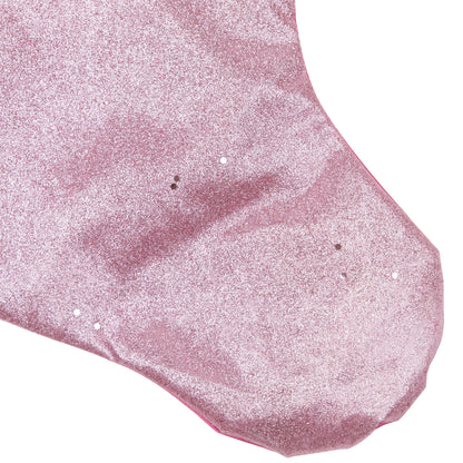 21" Pink and Silver Glittered Princess Christmas Stocking with Cuff