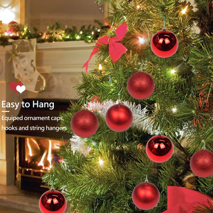 3.94" Large Christmas Balls Shatterproof Red Christmas Ornaments 6 Pcs Big Red Christmas Ornaments for Christmas Tree Holiday Wedding Party Decoration