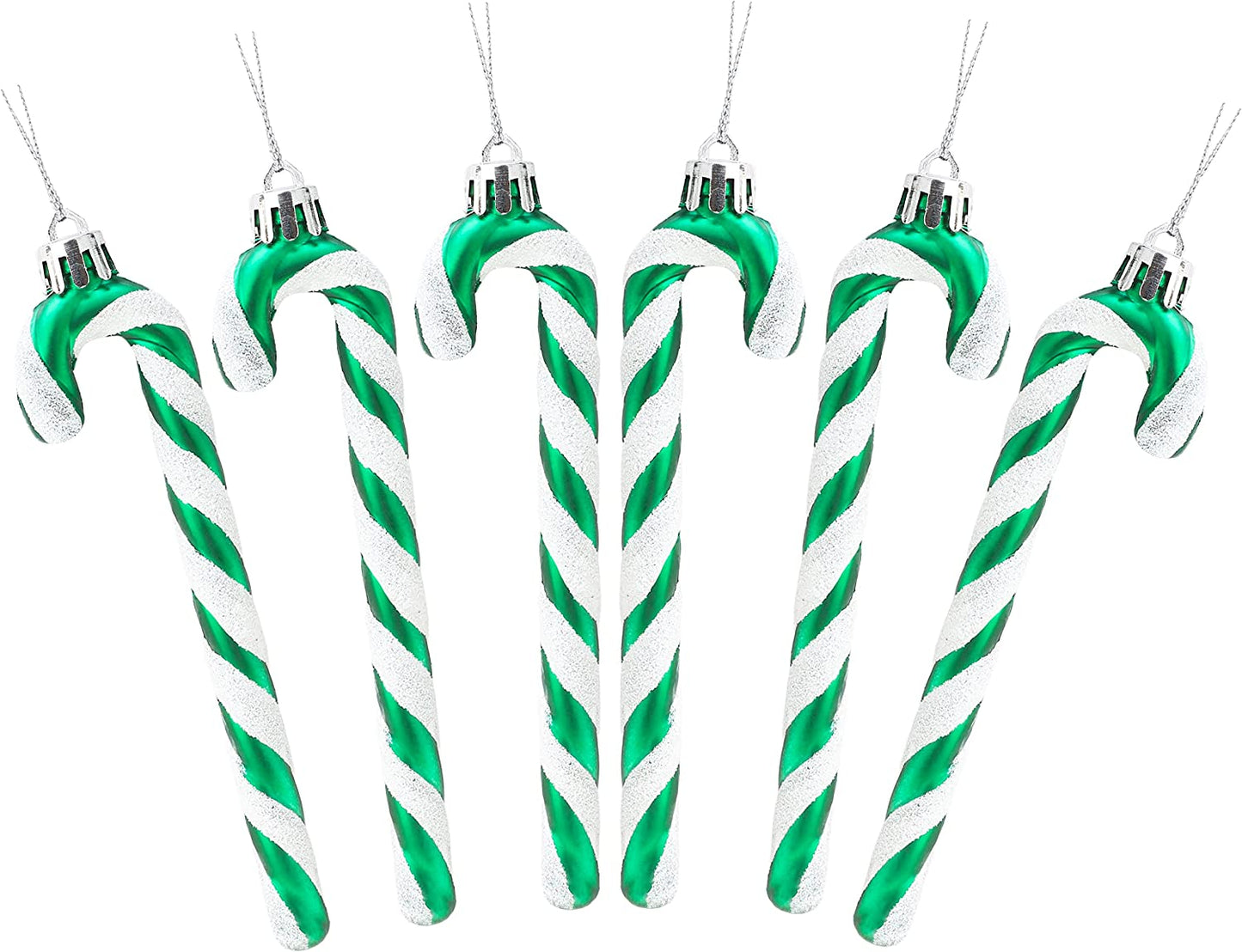 ® Pack of 6-13Cm Glitter Candy Cane Christmas Tree Decorations/Ornaments (Black & White)
