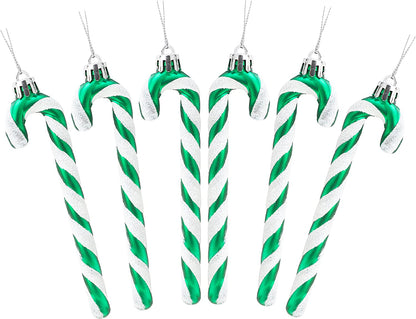 ® Pack of 6-13Cm Glitter Candy Cane Christmas Tree Decorations/Ornaments (Black & White)