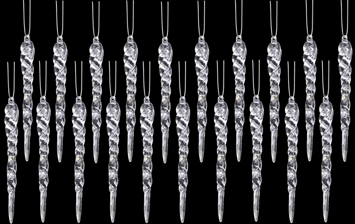 ® 12Cm Glitter Icicle Decorations - Luxury Christmas Tree Trims (Mint Green, Pack of 20)