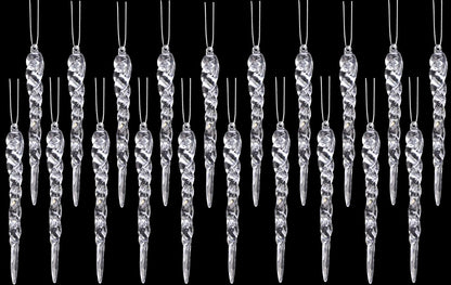 ® 12Cm Glitter Icicle Decorations - Luxury Christmas Tree Trims (Mint Green, Pack of 20)