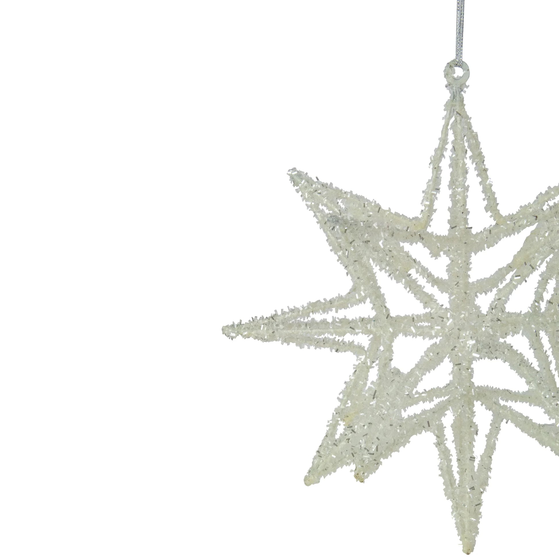 Starburst 3-D Glittered Christmas Ornament - 10" - White
