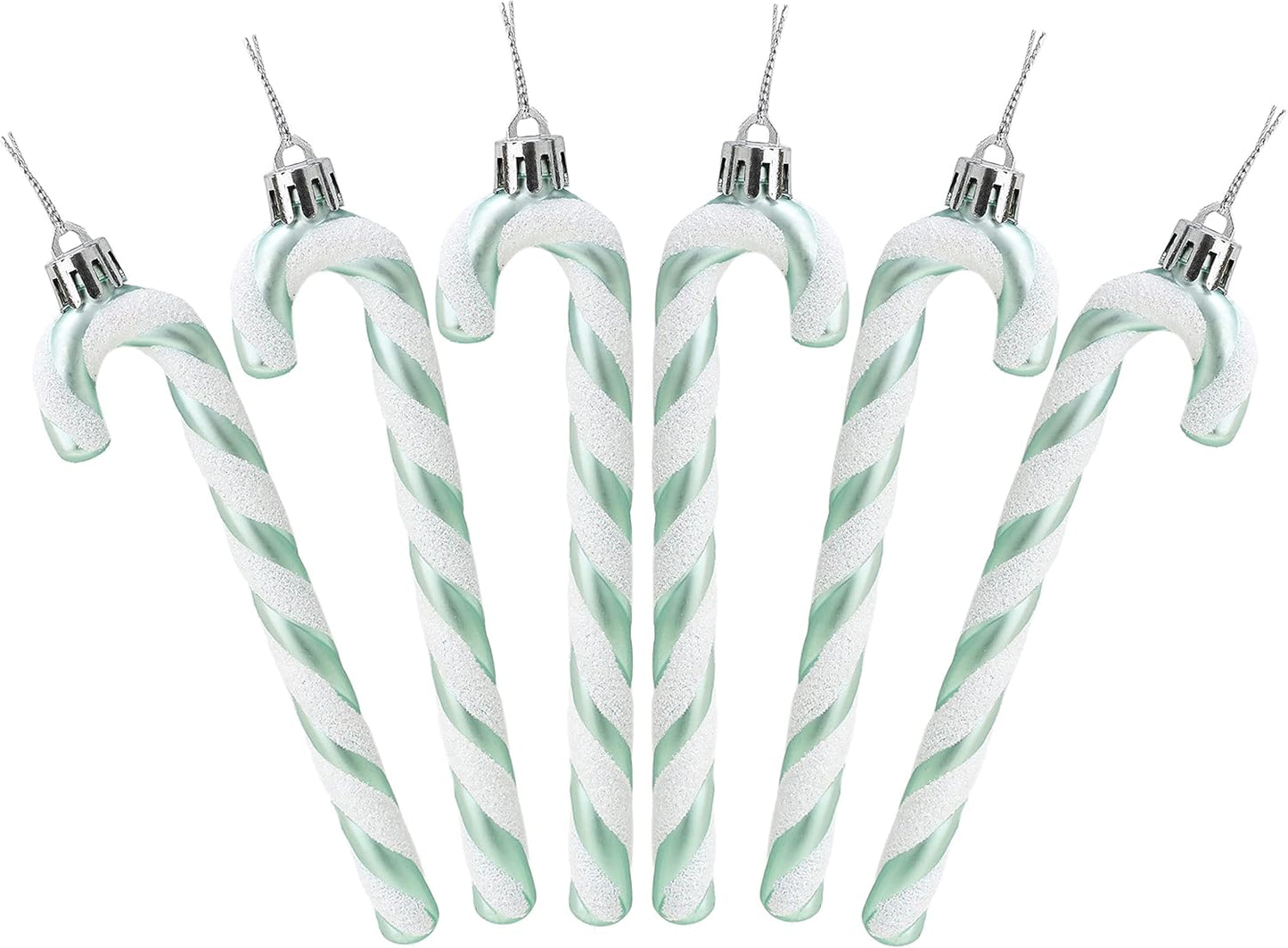 ® Pack of 6-13Cm Glitter Candy Cane Christmas Tree Decorations/Ornaments (Black & White)