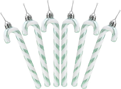 ® Pack of 6-13Cm Glitter Candy Cane Christmas Tree Decorations/Ornaments (Black & White)