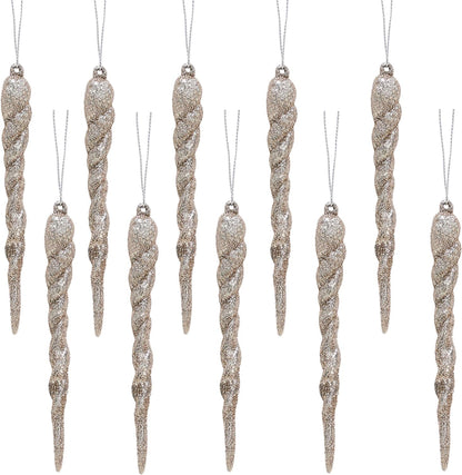 ® 12Cm Glitter Icicle Decorations - Luxury Christmas Tree Trims (Mint Green, Pack of 20)