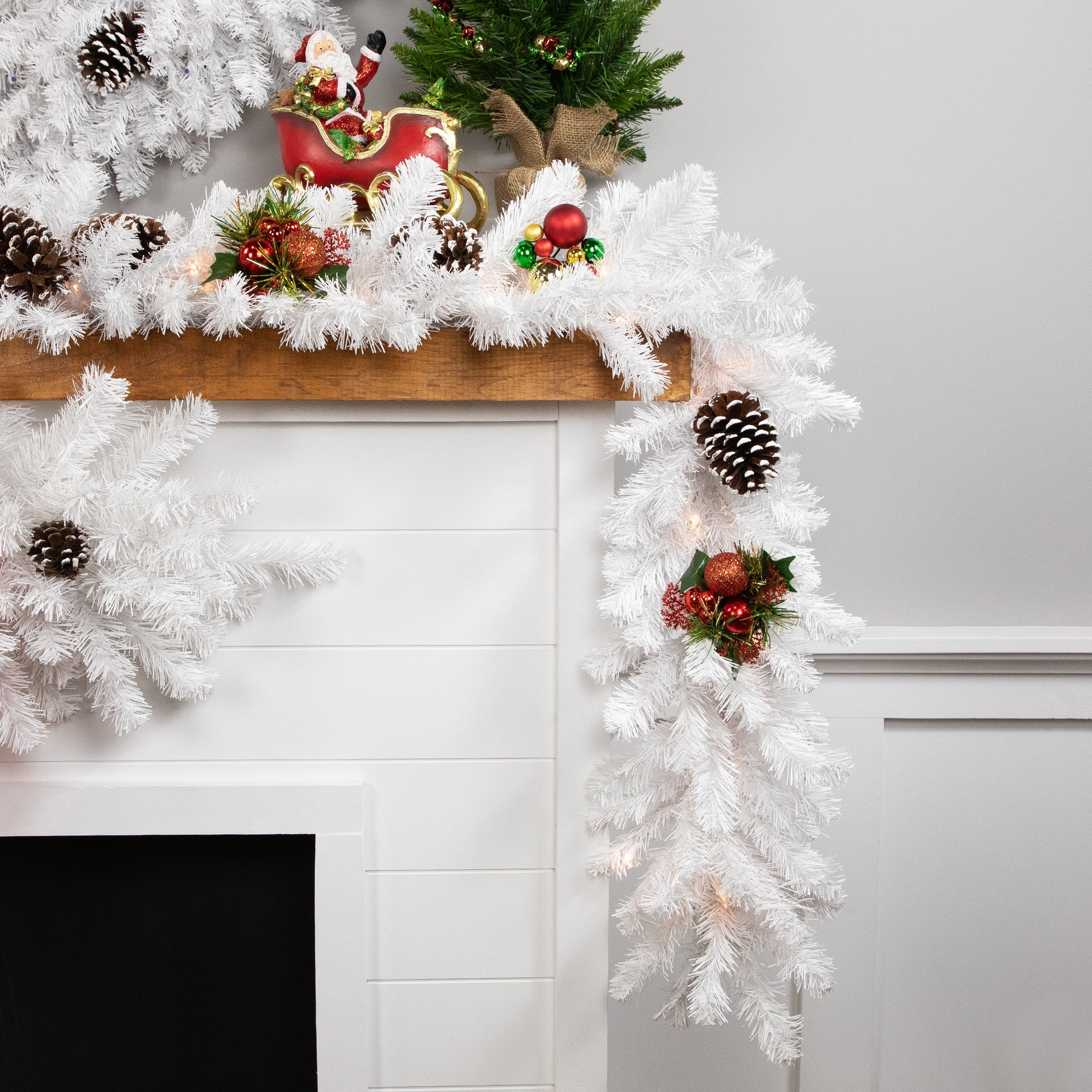 9' X 8" Prelit Snow White Artificial Christmas Garland - Clear Lights