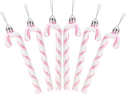® Pack of 6-13Cm Glitter Candy Cane Christmas Tree Decorations/Ornaments (Black & White)