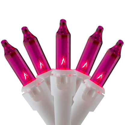 34186429 Mini Icicle Christmas Lights - Pink - 7.75' White Wire - 100Ct