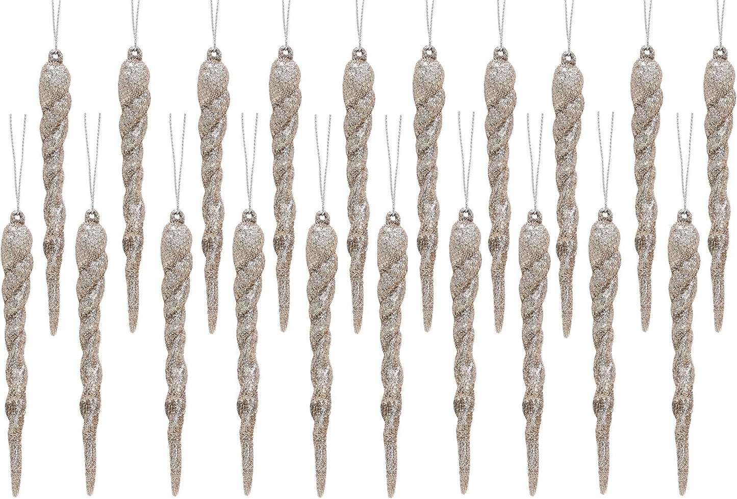 ® 12Cm Glitter Icicle Decorations - Luxury Christmas Tree Trims (Mint Green, Pack of 20)