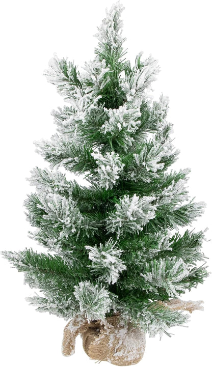 Pine Artificial X-Mas Tree in Burlap Base, 18", White
