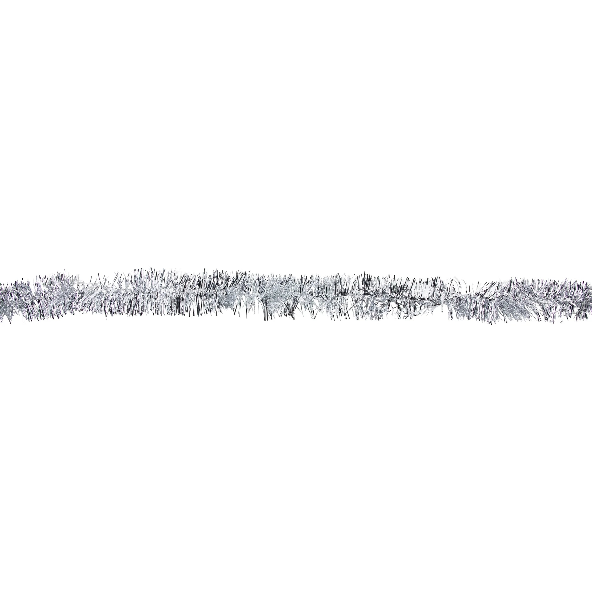 50' X 2.5" Unlit Shiny Silver 8-Ply Foil Tinsel Christmas Garland