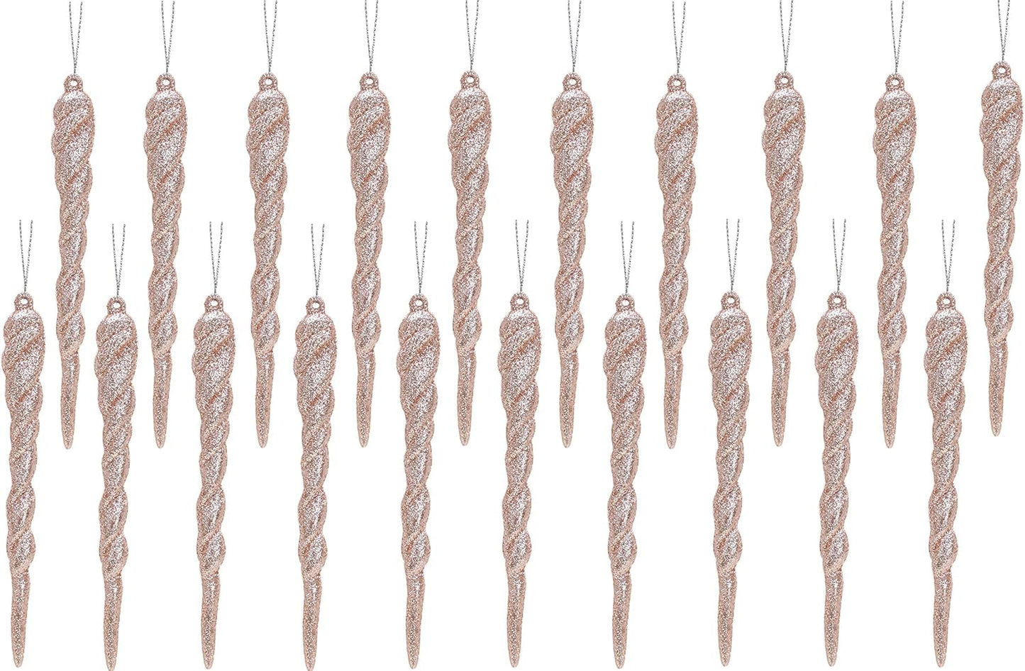 ® 12Cm Glitter Icicle Decorations - Luxury Christmas Tree Trims (Mint Green, Pack of 20)