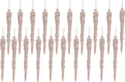® 12Cm Glitter Icicle Decorations - Luxury Christmas Tree Trims (Mint Green, Pack of 20)