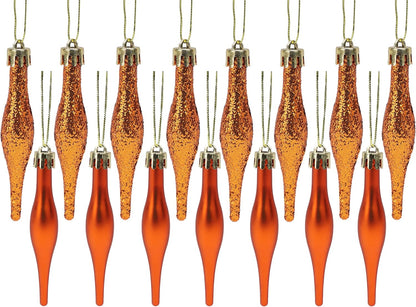 ® Pack of 15-8.5Cm Droplet Baubles - Matte & Glitter Design - Christmas Ornaments (Rioja Red)