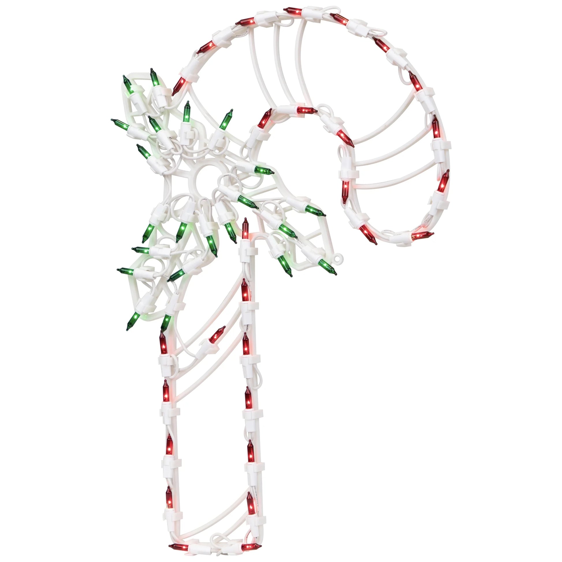 18" Lighted Candy Cane with Holly Christmas Window Silhouette Decoration