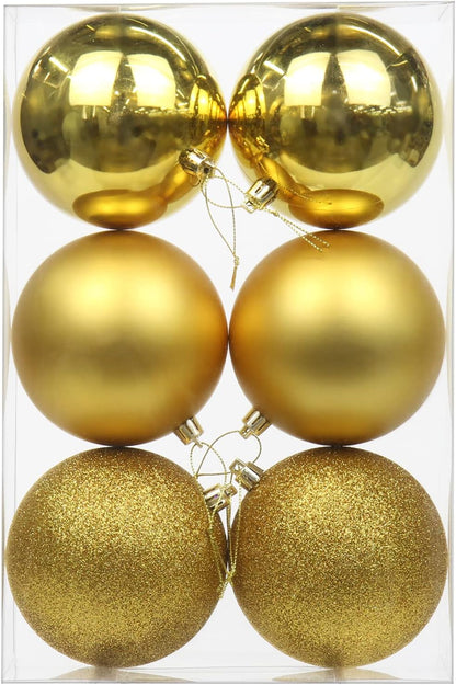 3.94" Large Christmas Balls Shatterproof Red Christmas Ornaments 6 Pcs Big Red Christmas Ornaments for Christmas Tree Holiday Wedding Party Decoration