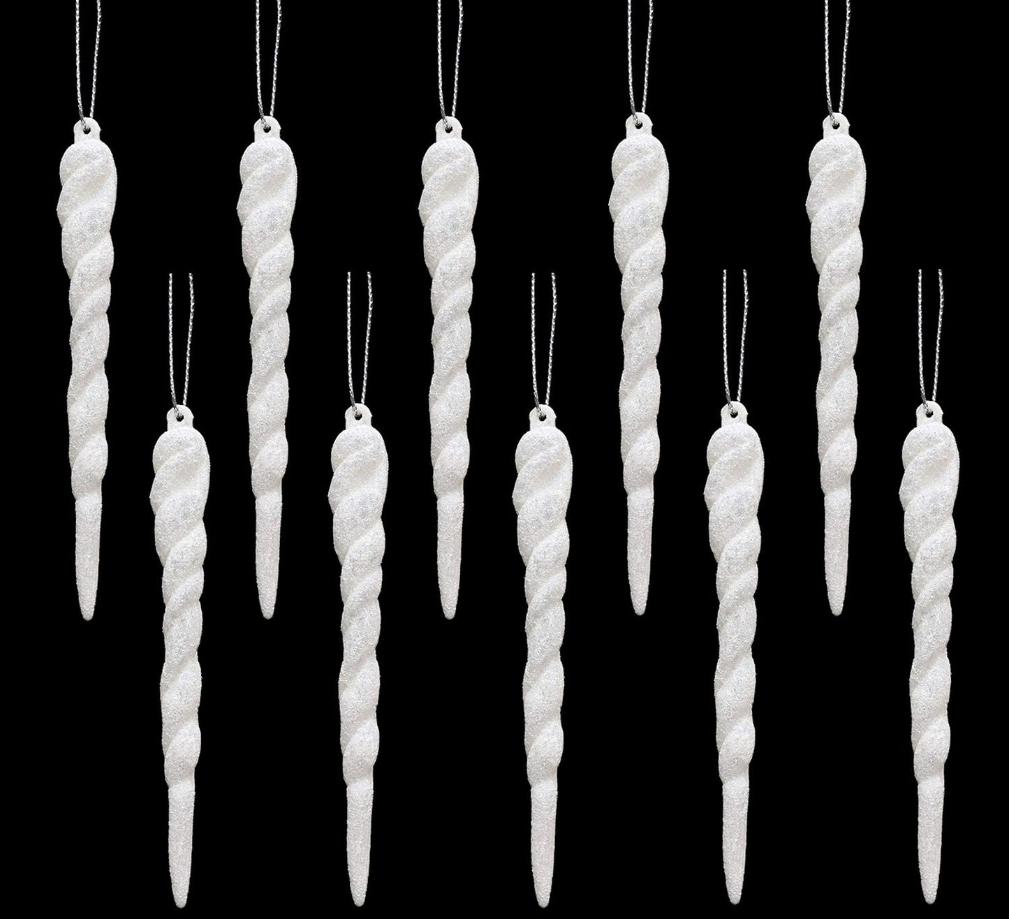 ® 12Cm Glitter Icicle Decorations - Luxury Christmas Tree Trims (Mint Green, Pack of 20)