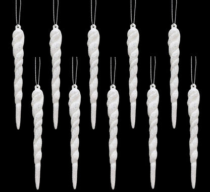 ® 12Cm Glitter Icicle Decorations - Luxury Christmas Tree Trims (Mint Green, Pack of 20)