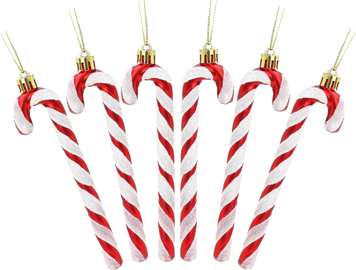 ® Pack of 6-13Cm Glitter Candy Cane Christmas Tree Decorations/Ornaments (Black & White)