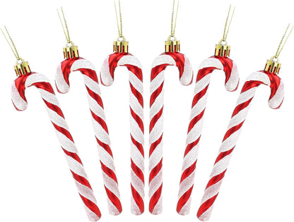 ® Pack of 6-13Cm Glitter Candy Cane Christmas Tree Decorations/Ornaments (Black & White)