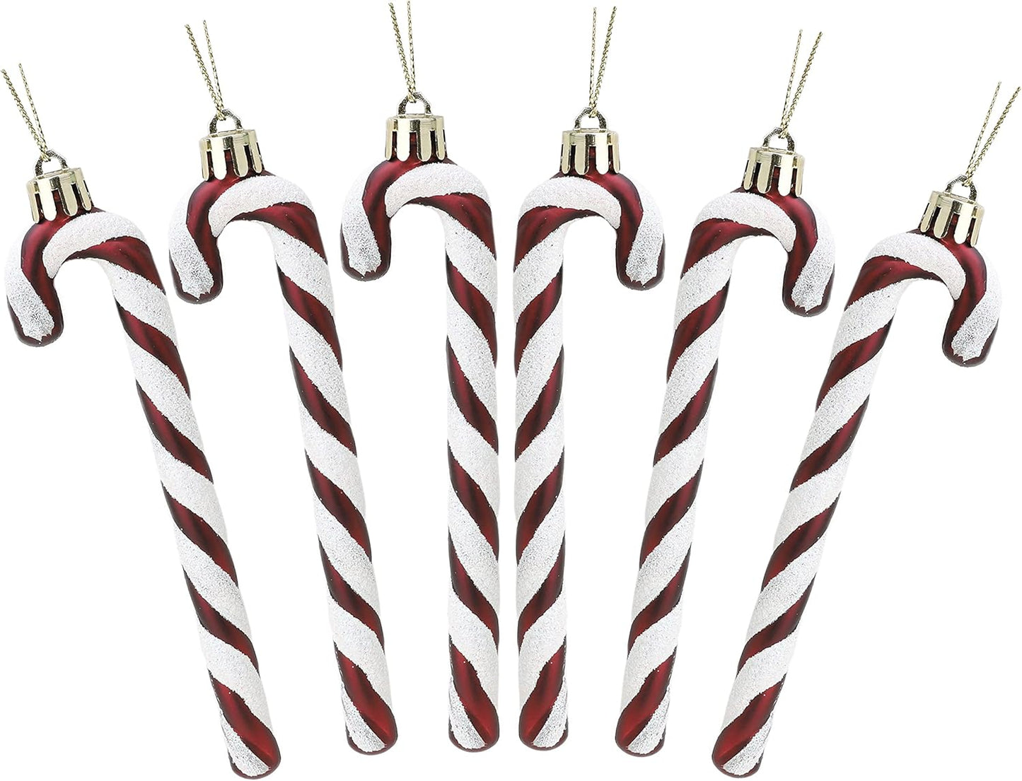 ® Pack of 6-13Cm Glitter Candy Cane Christmas Tree Decorations/Ornaments (Black & White)