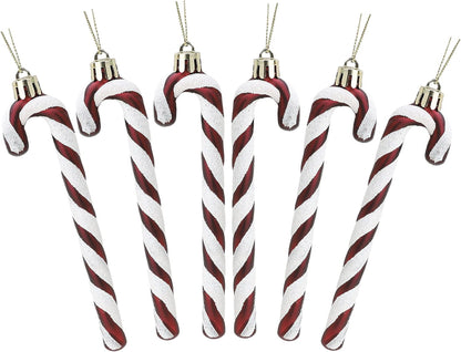 ® Pack of 6-13Cm Glitter Candy Cane Christmas Tree Decorations/Ornaments (Black & White)