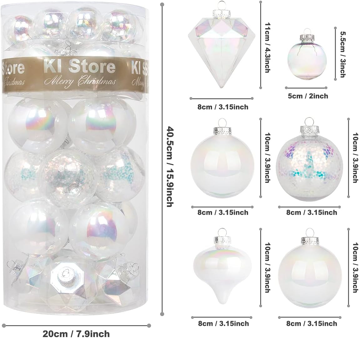 36Pcs Iridescent Shatterproof Christmas Tree Ornaments Set