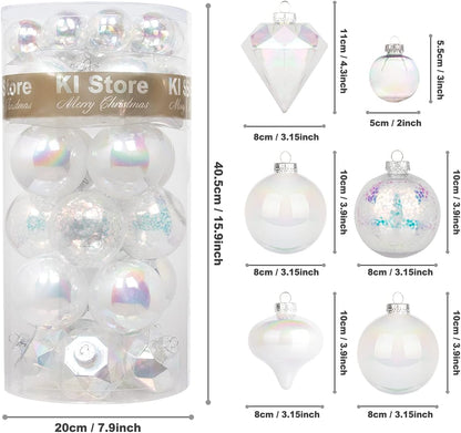 36Pcs Iridescent Shatterproof Christmas Tree Ornaments Set