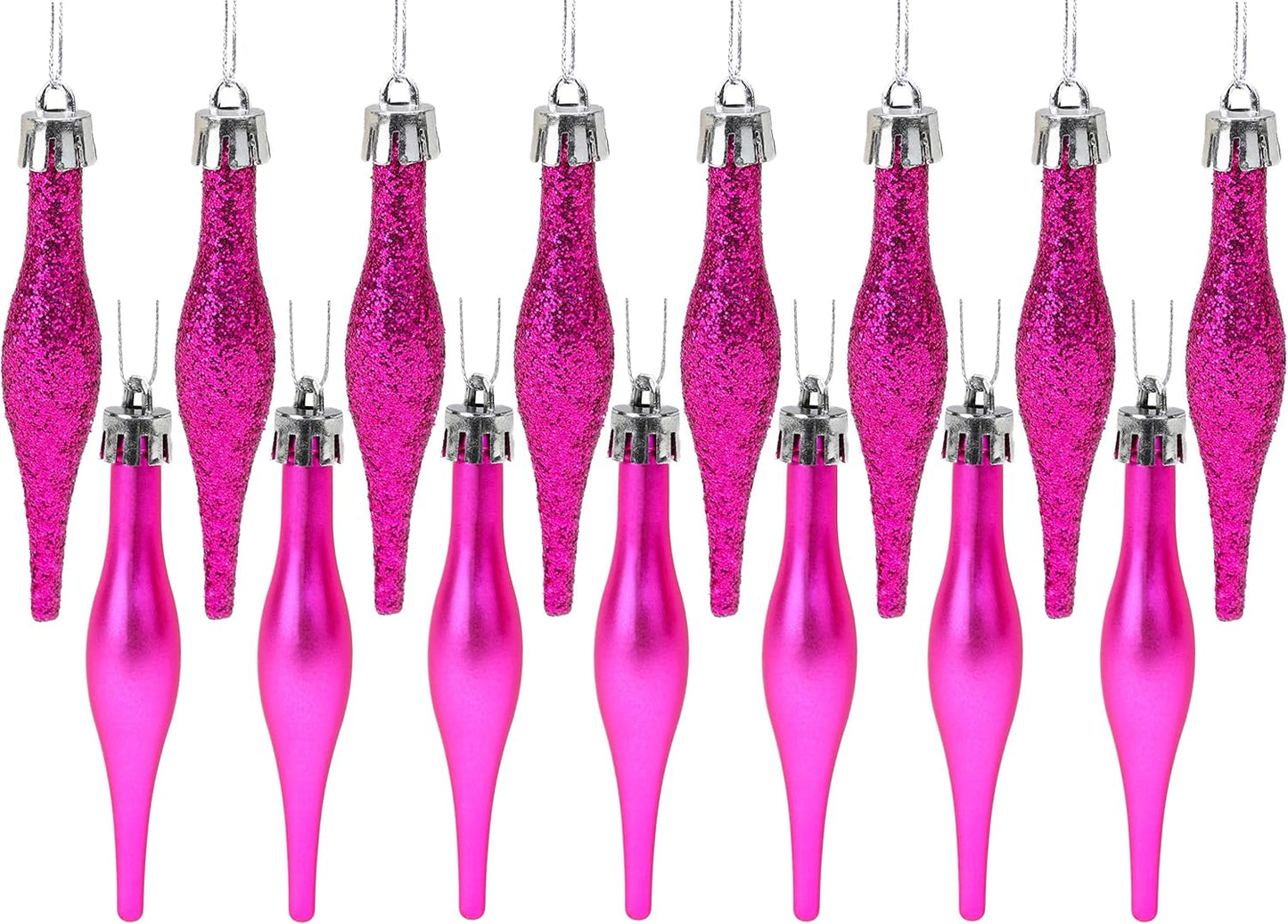 ® Pack of 15-8.5Cm Droplet Baubles - Matte & Glitter Design - Christmas Ornaments (Rioja Red)