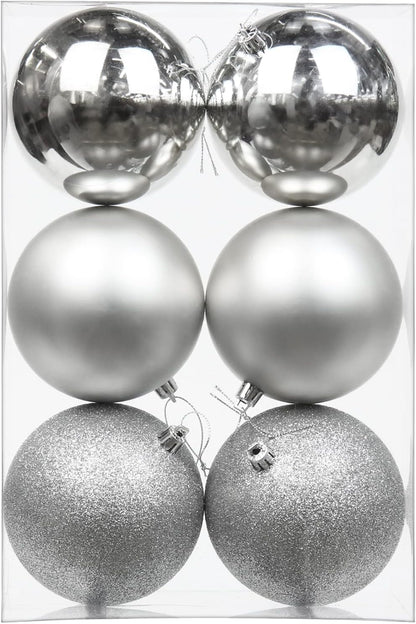 3.94" Large Christmas Balls Shatterproof Red Christmas Ornaments 6 Pcs Big Red Christmas Ornaments for Christmas Tree Holiday Wedding Party Decoration