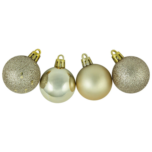 96Ct Shatterproof 4-Finish Christmas Ball Ornament Set 1.5" - Gold