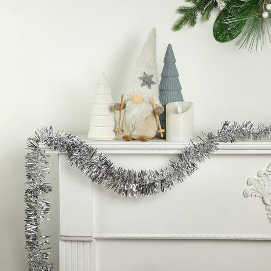 50' X 2.5" Unlit Shiny Silver 8-Ply Foil Tinsel Christmas Garland