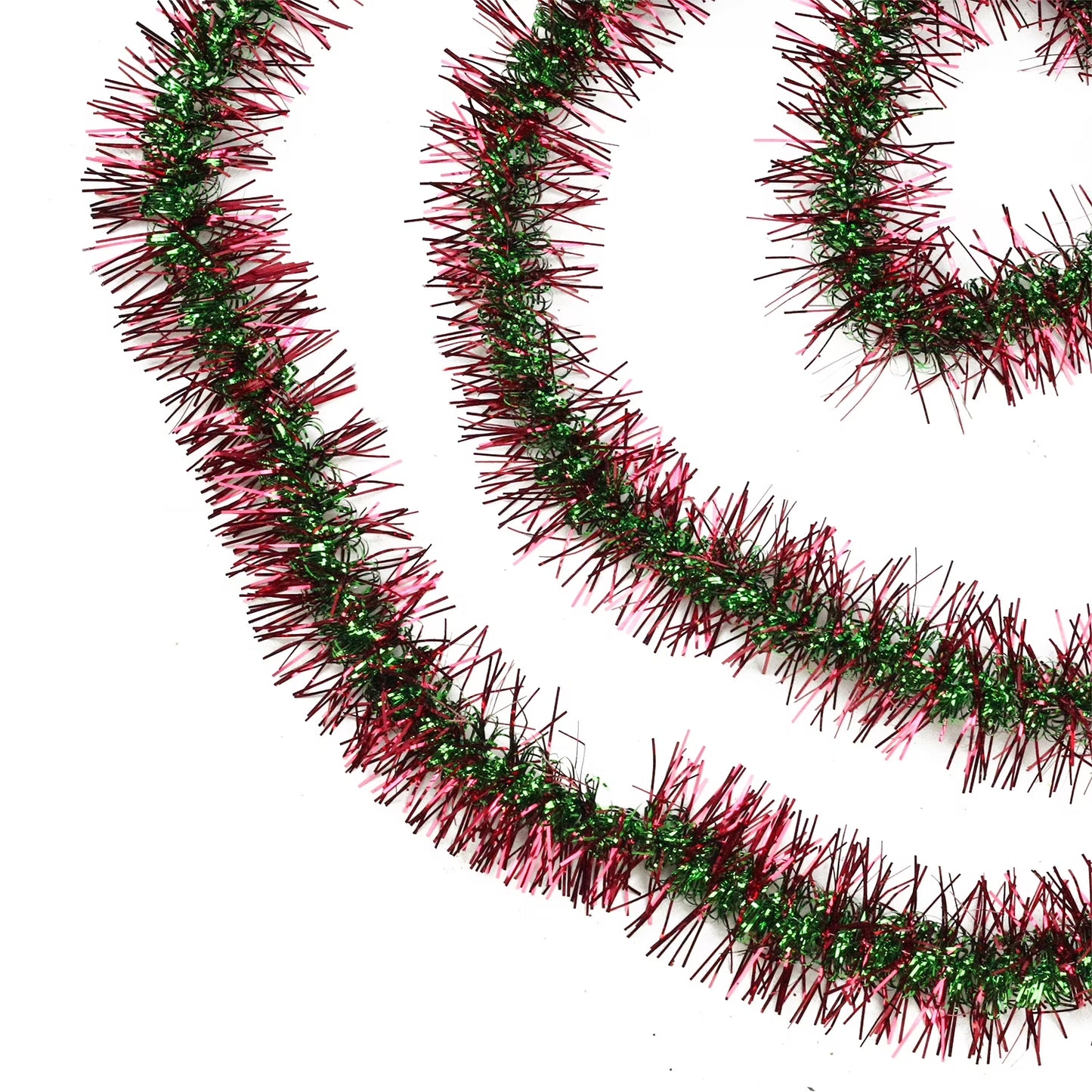 50' X 3" Unlit Shiny Red/Green Spiral Center Tinsel Christmas Garland