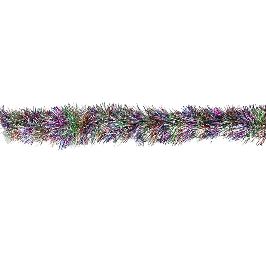 50' X 3" Unlit Shiny Rainbow Foil Tinsel Christmas Garland