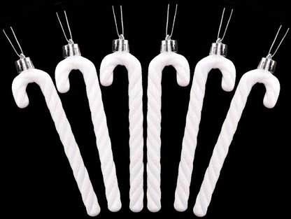® Pack of 6-13Cm Glitter Candy Cane Christmas Tree Decorations/Ornaments (Black & White)