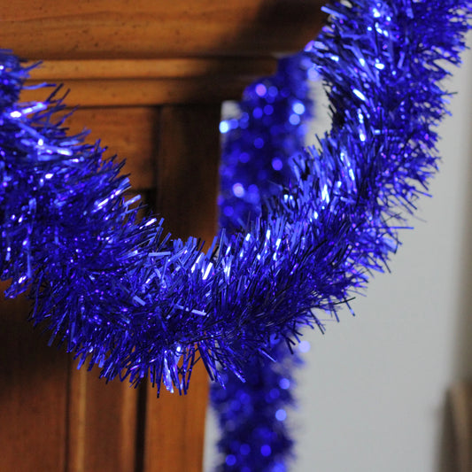 50' X 2.5" Unlit Shiny Lavish Blue Foil Tinsel Christmas and Hanukkah Garland