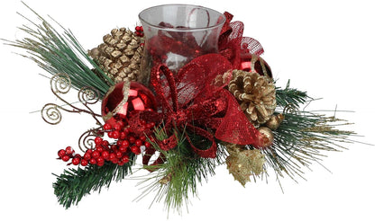 Ornament and Berry Gold Glittered Artificial Christmas Wreath-Unlit, 26", Red