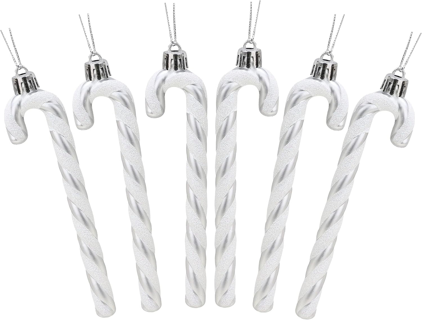 ® Pack of 6-13Cm Glitter Candy Cane Christmas Tree Decorations/Ornaments (Black & White)