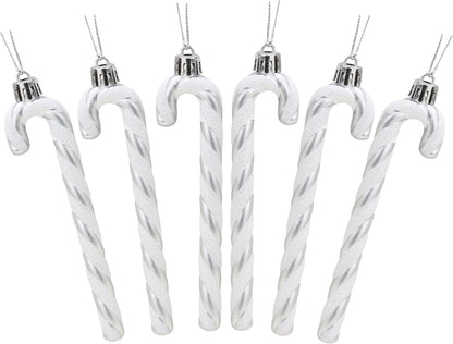 ® Pack of 6-13Cm Glitter Candy Cane Christmas Tree Decorations/Ornaments (Black & White)