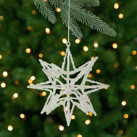 Starburst 3-D Glittered Christmas Ornament - 10" - White
