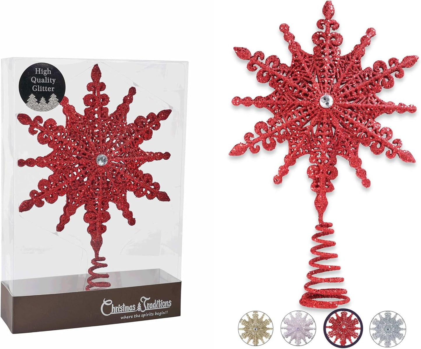 8 Inch Silver Glittered Filigree Christmas Star Tree Topper Star/Home Décor Ornaments (Silver)