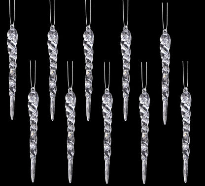® 12Cm Glitter Icicle Decorations - Luxury Christmas Tree Trims (Mint Green, Pack of 20)